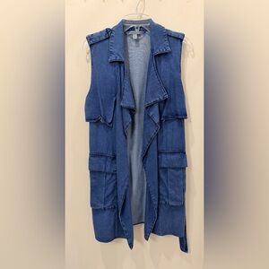 Zara Trafaluc Chambray Sleeveless Trench Coat Duster